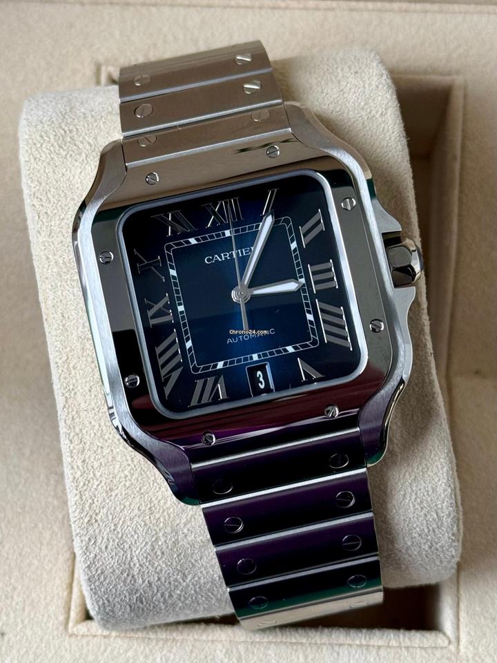 Santos LARGE BLUE DIAL STAINLESS STEEL