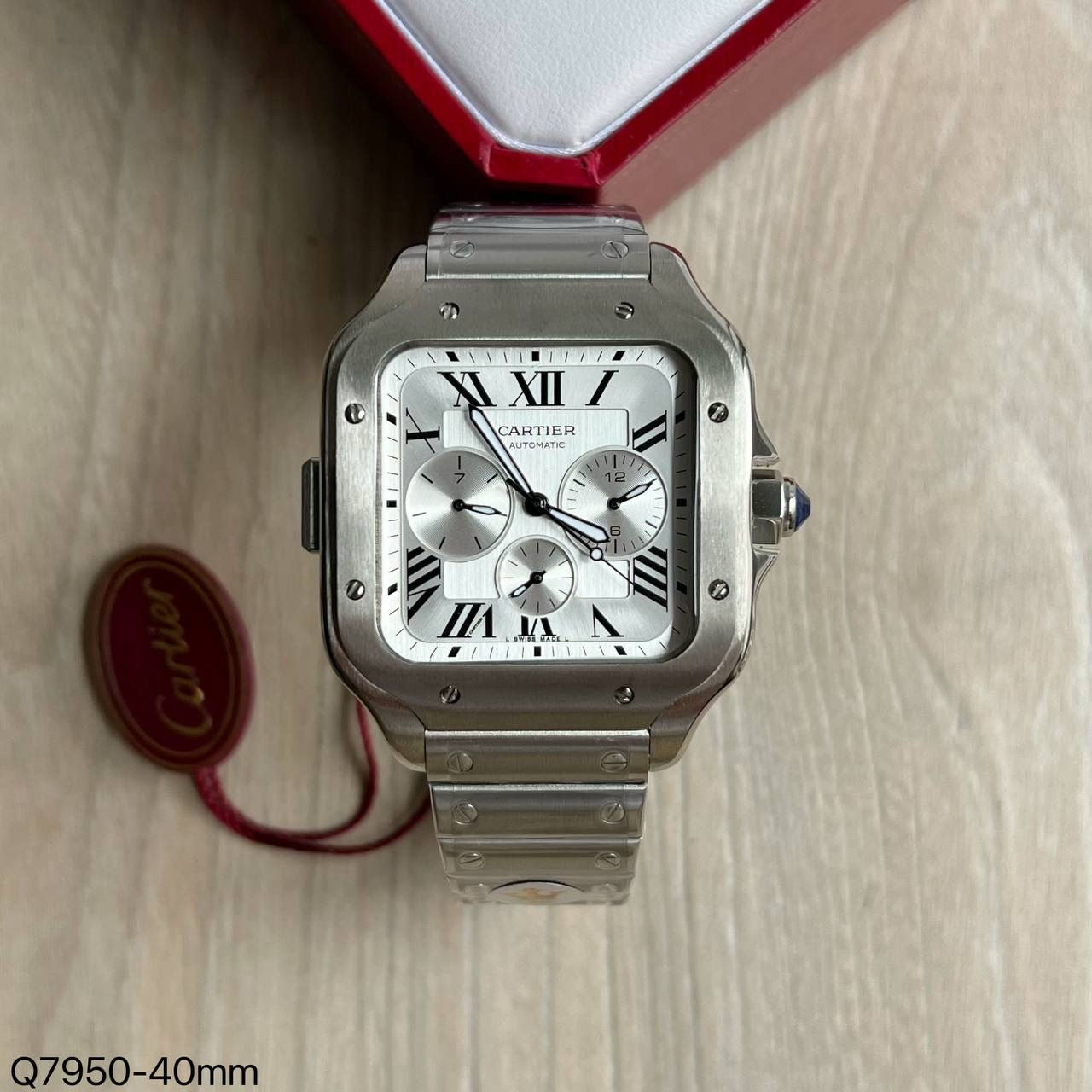 SANTOS ARGENT BLANC 47MM