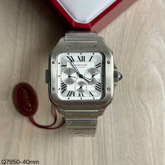 SANTOS ARGENT BLANC 47MM