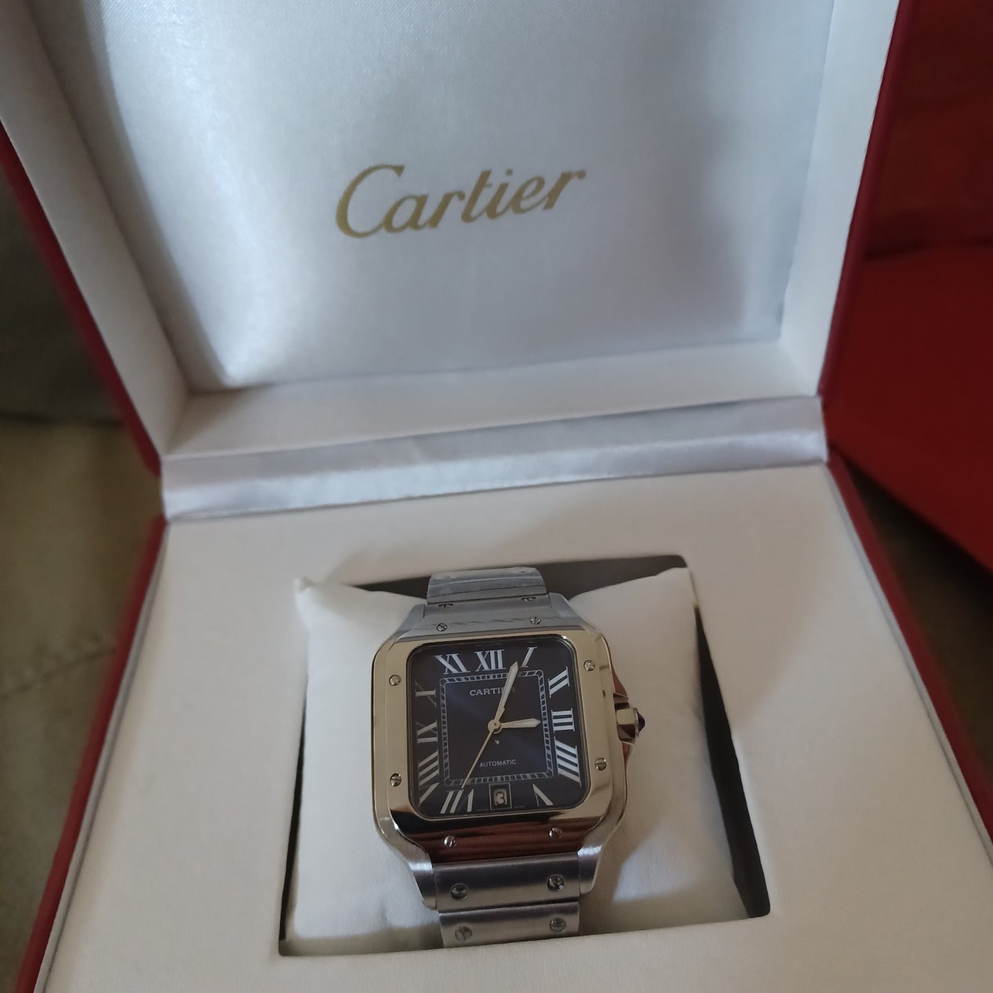 Santos LARGE BLUE DIAL STAINLESS STEEL